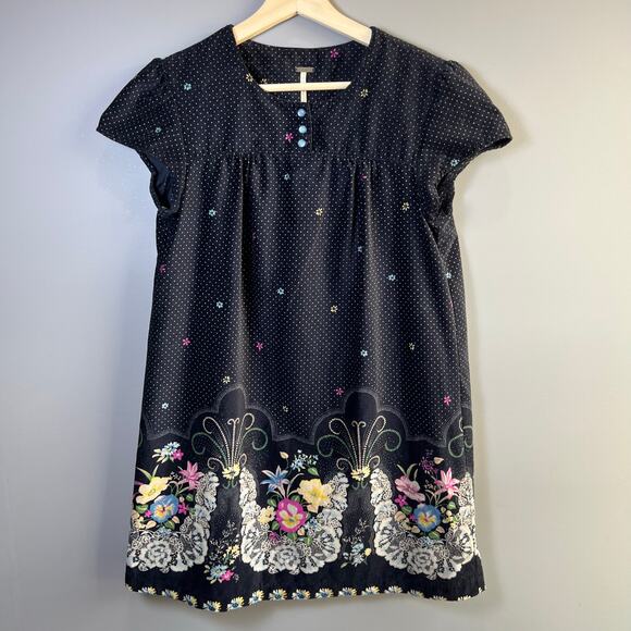 Free People Dresses & Skirts - Free People Vintage Black Floral Mini Dress Size Small